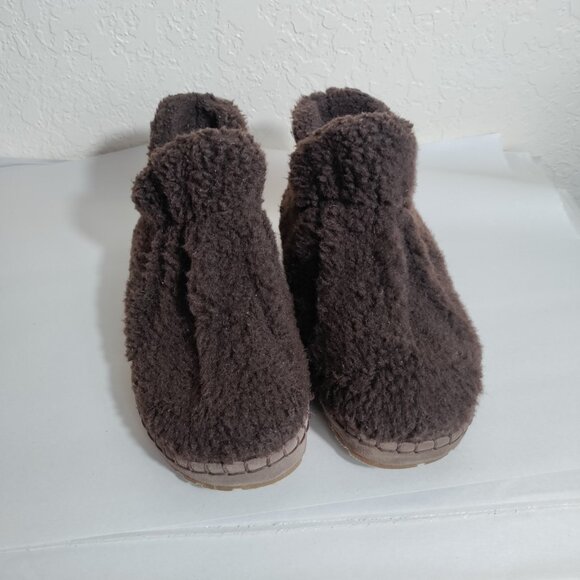 L.L. Bean Brown Cozy Slipper Booties‎ Pile Fleece Womens 10 - Picture 1 of 8